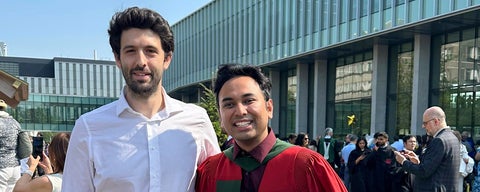 Aseem Baranwal and Kimon Fountoulakis at spring 2025 convocation