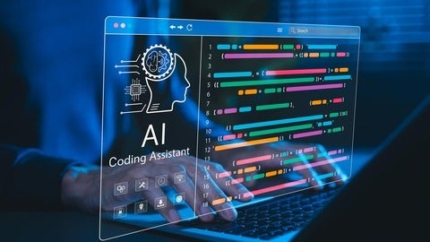 an abstract image depicting an AI coding assistant