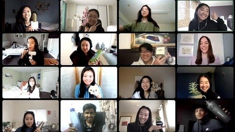 composite image of students on Zoom