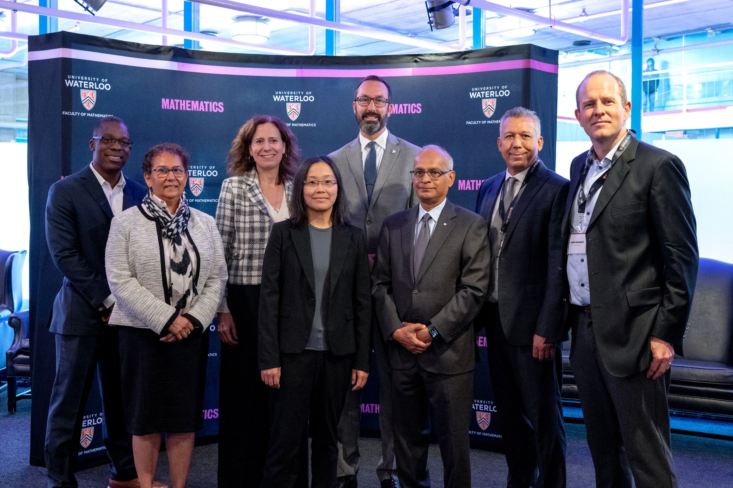 L to R: Jules Walter, Charmaine Dean, Sabrina Geremia, Edith Law, Nolan Quinn, Vivek Goel, Raouf Boutaba, Jochen Koenemann