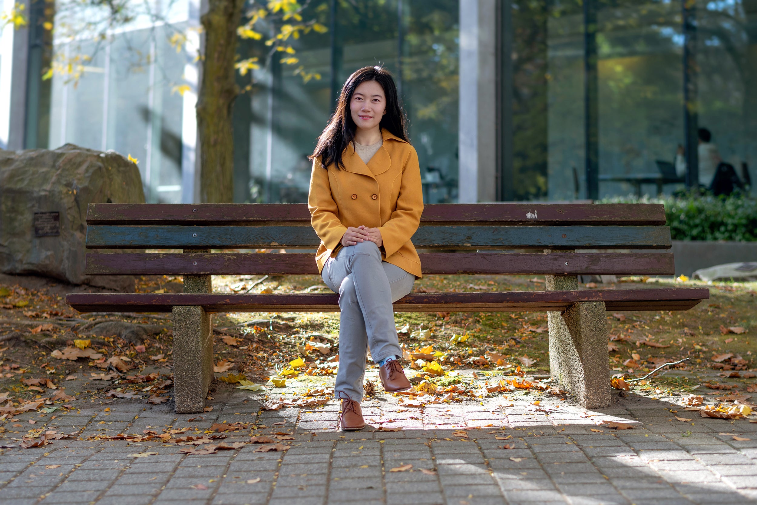 Professor Xiao Hu in Waterloo's Peter Russell Rock Garden